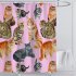 Digital Cat Printing Shower  Curtain For Bathroom Decor For Women Men Kids Girls Hand drawn cat 180 180cm