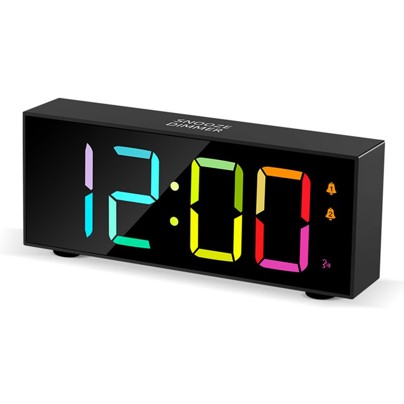 Digital Clock Large LED Number Time Display Clock Dynamic RGB Electronic Clock