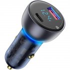 Digital Display Mini Car Charger Qc3.0 Metal Pd Fast Charging Head Car Charger 65w Wide Compatibility For Usb-c Usb-a Powered Devices dark grey