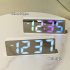 Digital LED Alarm Clock Mirror USB Battery Dual Power 2 Levels Adjustable Brightness Desk Clock For Office Travel White shell colorful