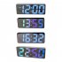 Digital LED Alarm Clock Mirror USB Battery Dual Power 2 Levels Adjustable Brightness Desk Clock For Office Travel White shell colorful