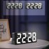 Digital LED Alarm Clock Mirror USB Battery Dual Power 2 Levels Adjustable Brightness Desk Clock For Office Travel White shell colorful