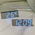Digital LED Alarm Clock Mirror USB Battery Dual Power 2 Levels Adjustable Brightness Desk Clock For Office Travel White shell colorful