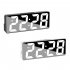 Digital LED Alarm Clock Mirror USB Battery Dual Power 2 Levels Adjustable Brightness Desk Clock For Office Travel White shell colorful
