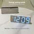 Digital LED Alarm Clock Mirror USB Battery Dual Power 2 Levels Adjustable Brightness Desk Clock For Office Travel White shell colorful