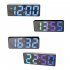 Digital LED Alarm Clock Mirror USB Battery Dual Power 2 Levels Adjustable Brightness Desk Clock For Office Travel White shell colorful