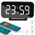 Digital Led Alarm  Clock Mirror 2 Usb Charger Ports Night Light Led Clock Snooze Adjustable Brightness Clocks Black and green