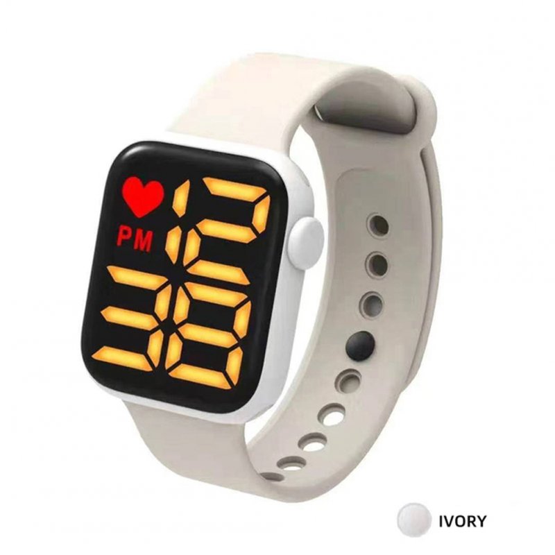 Digital  Smart  Sport  Watch Fashion Small Square Waterproof Touch Sports Led Electronic Wristwatch White_Yellow light