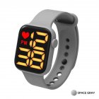 Digital  Smart  Sport  Watch Fashion Small Square Waterproof Touch Sports Led Electronic Wristwatch Gray_Yellow light