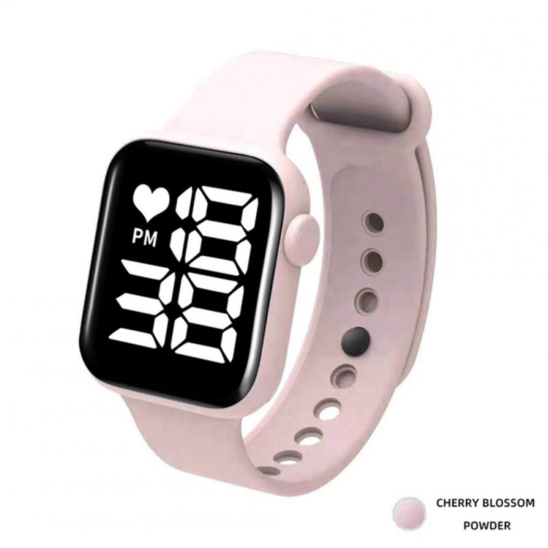 Digital  Smart  Sport  Watch Fashion Small Square Waterproof Touch Sports Led Electronic Wristwatch Pink_White light