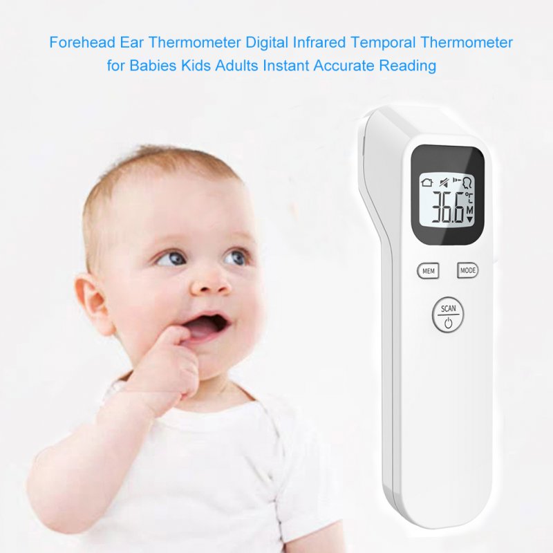 Digital Temperatur Thermometer IR Infrared Thermometer Non-contact Forehead Body Surface Temperature instruments for Adult Baby white