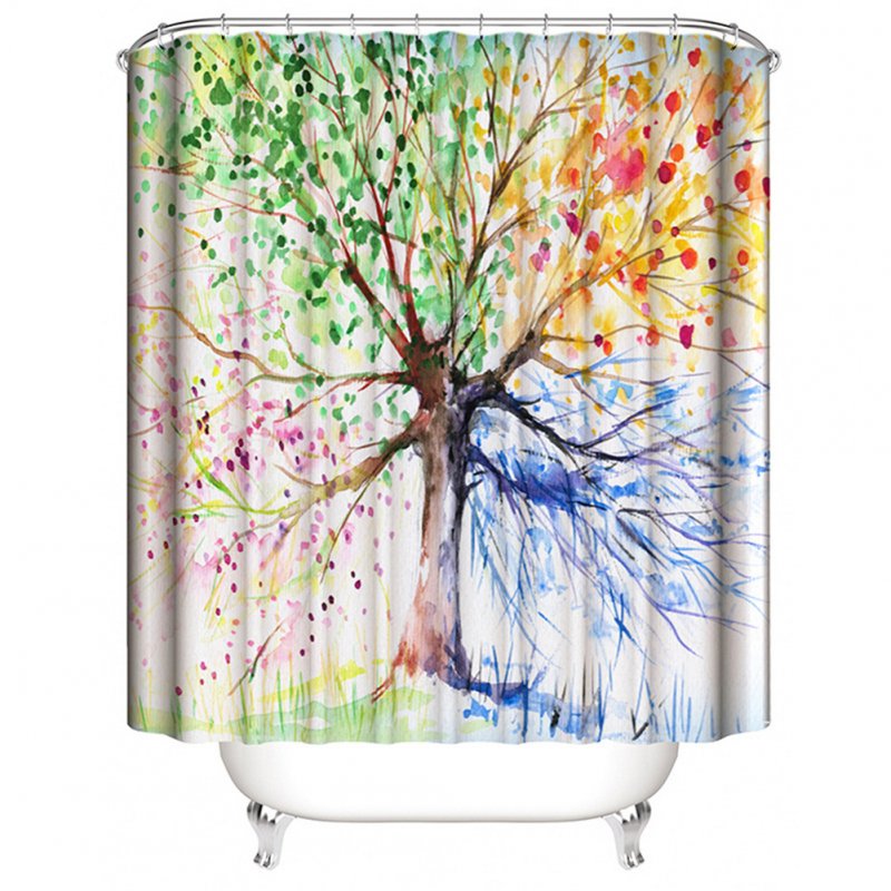Digital Tree Printing Shower  Curtain Waterproof Cloth Fabric Bathroom Decor 150*180cm