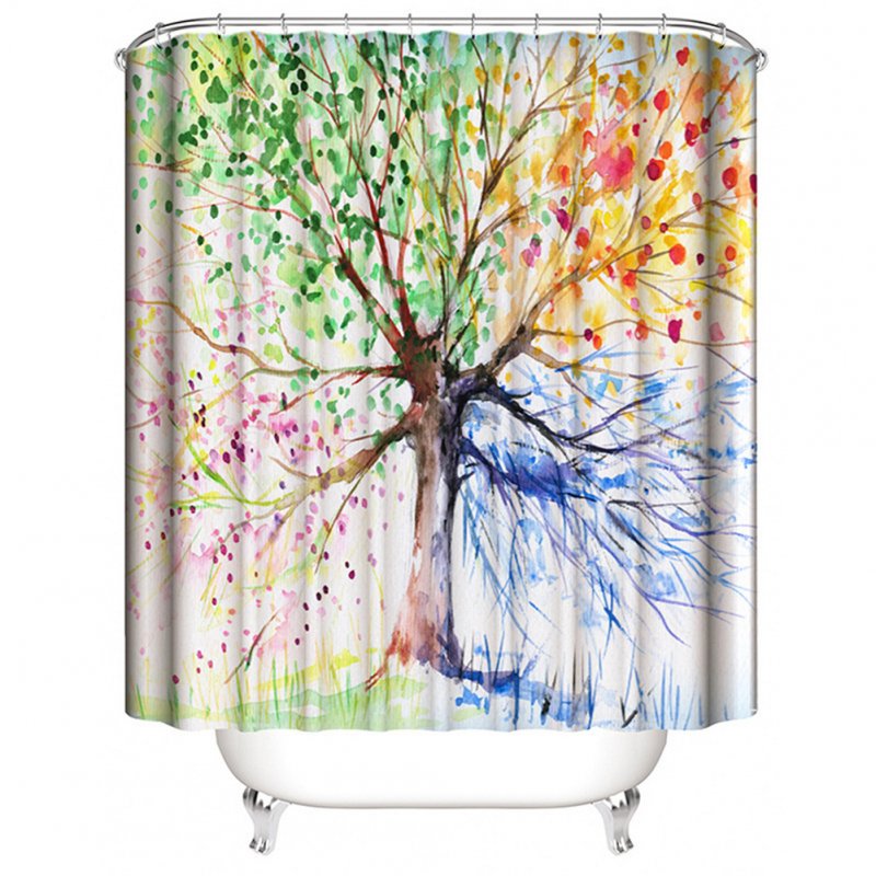 Digital Tree Printing Shower  Curtain Waterproof Cloth Fabric Bathroom Decor 180*180cm