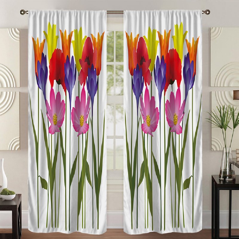 Digital Tulip Printing Blackout Curtain For Living Room Bedroom Drapes 137*230cm (single piece)