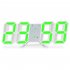 Digital  Wall  Clock 3d Stereo Led Display Desktop Alarm Clock Living Room Electronic Clock Green numbers Black appearance