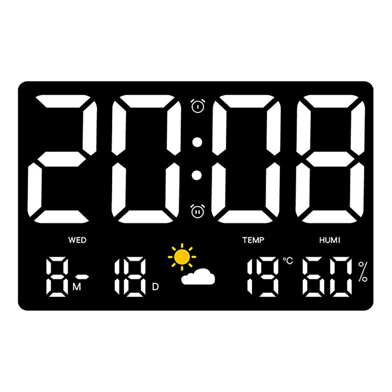 Digital Wall Clock 9.8 inch LED Display Adjustable Brightness Clock Alarm Clock