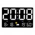 Digital Wall Clock 9 8 inch LED Display Adjustable Brightness Clock with Temperature Humidity Alarm Clock White Light