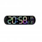 Digital Wall Clock, LED Alarm Clock With Large Display, Remote Control, 9 Colored Ambient Lights, Data Cable, Brightness Adjustable, Wall Clock For Kitchen, Living Room color