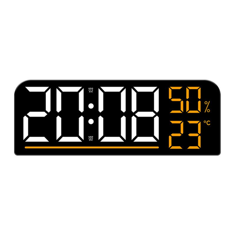 Digital Wall Clock Led Digital Clock With Brightness Adjustmen Time Humidity Temperature Colorful Font Power Outage Memory Function Wall Clocks For Office Bedroom orange