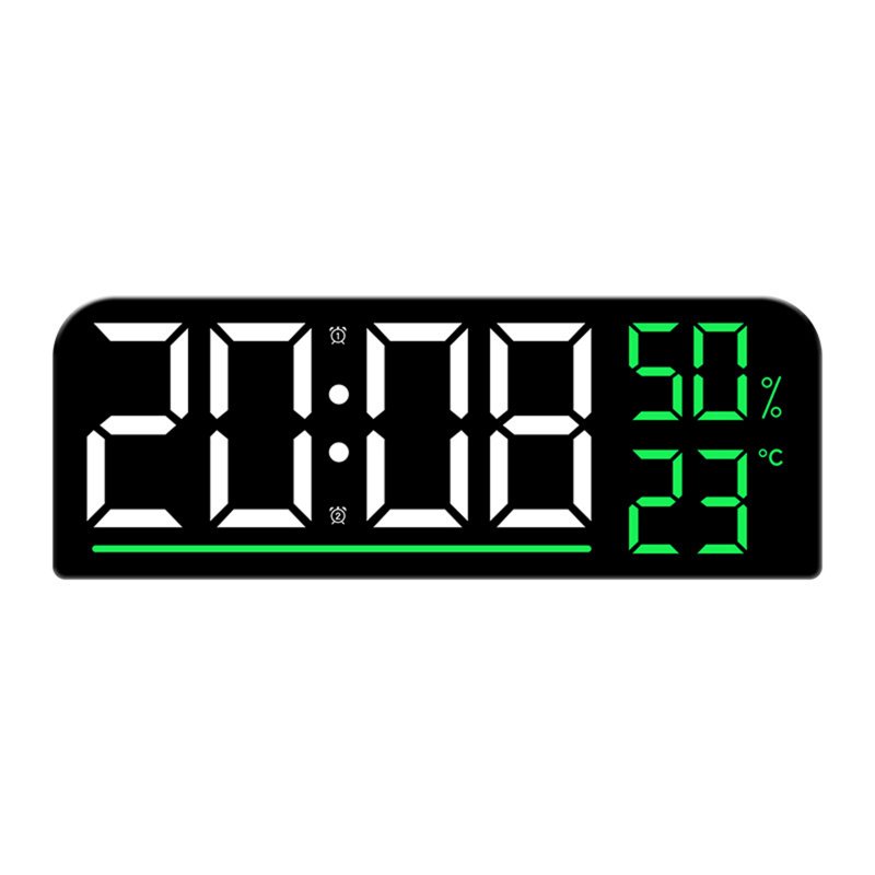 Digital Wall Clock Led Digital Clock With Brightness Adjustmen Time Humidity Temperature Colorful Font Power Outage Memory Function Wall Clocks For Office Bedroom green