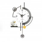 Digital Wall Clock With Big Digits Shelf Non Ticking Silent Battery Operated Modern Wall Clock Decoration For Living Room Bedroom Office small with ornaments [35X62CM]