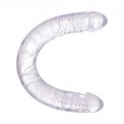 Dildo Adult Toy Lesbian Female 15.7 Inch Double-sided Dildo Waterproof With Curved Shaft For Vaginal G-spot Anal Play transparent white
