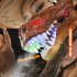 Dinosaur Mask With Spray Light Sound Changing Funny Mouth Movable Halloween Dinosaur Mask Toys For Boys Girls Party Gifts brown
