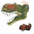 Dinosaur Mask With Spray Light Sound Changing Funny Mouth Movable Halloween Dinosaur Mask Toys For Boys Girls Party Gifts brown