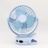 Disassemble USB Charging Mini Tabletop Clip Fan with Light  blue 160 113 193MM