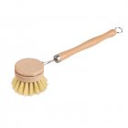 Dish Cleaning Brush Long Handle Pan Brush Solid Dish Scrubber Brush With Wear-resistant Bristles And Hang Hole Design For Pot Counter & Kitchen Sink Cleaning Beech wood long brush