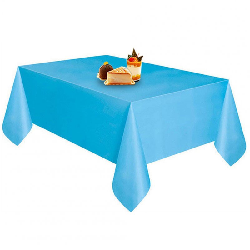 Disposable Solid Color Plastic Table Cloth Cover Table Wear for Outing Picnic Wedding Banquet Restaurant Decoration sky blue_137X274CM