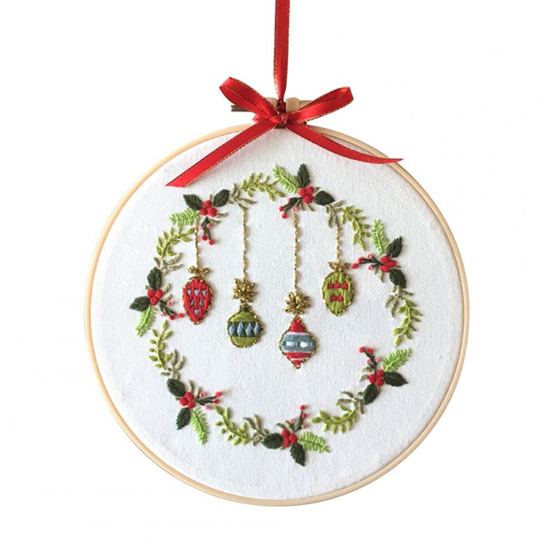 Diy Christmas Embroidery for Beginners Adults Cross Stitch Patterns Starter Kits with Embroidery Hoop Canvas size: 30*30cm