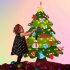 Diy Felt  Christmas  Tree  Set Holiday Atmosphere Creative Christmas Decoration  with String Lights  As shown
