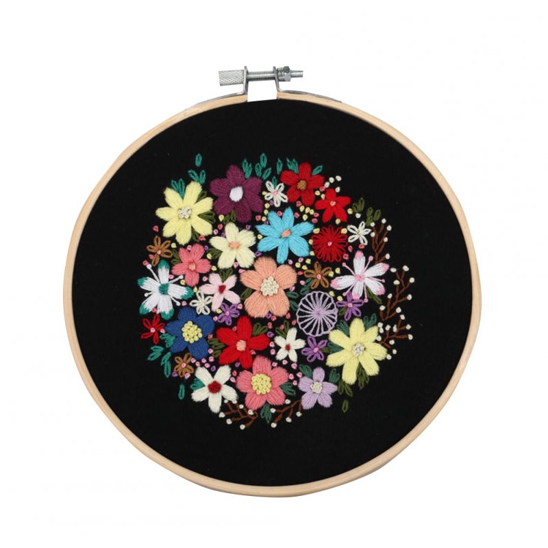 Diy Floral Hand-embroidered Material  Kit Needle Thread Set With Embroidered Hoop Starry 2
