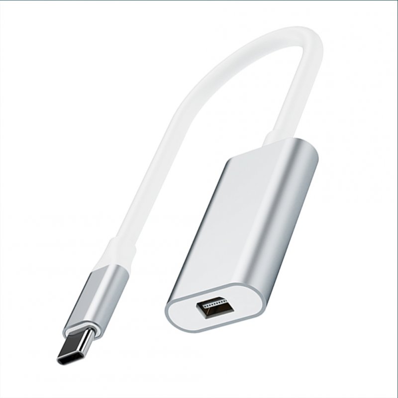Dj1006 Usb C To Mini Dp Display Port Adapter 4k60hz Transfer  Cable, Compatible For Macbook Pro 2016-2020/air Chromebook Pixel Ipad Pro2018-2020 silver