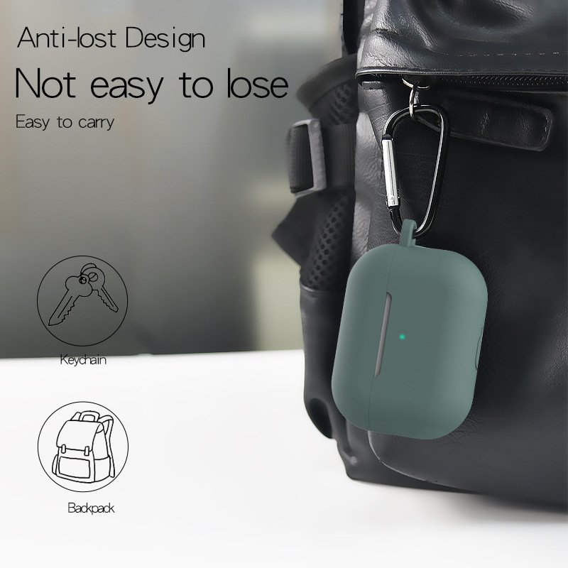 Earphone Protective Case for AirPods Pro Soft Silicone Cover+Carabiner+Anti-lost Strap+Wrist Holder+Storage Bag 
