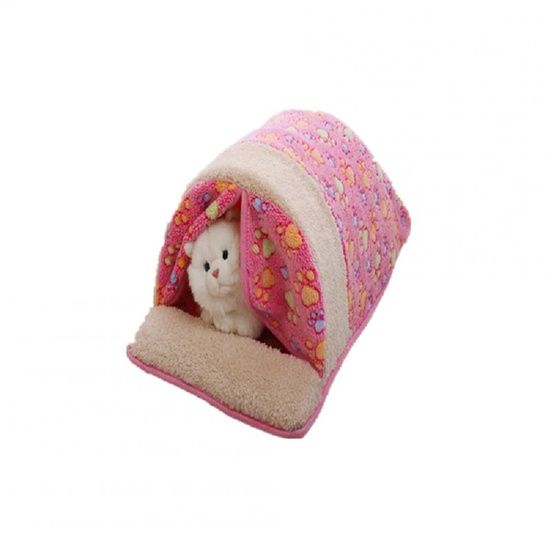 Dog Cat Mat Washable Nest Teddy Autumn Winter Warm Cartoon Pet House Bed Pink_large