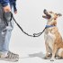 Dog Leash Dog Training Leash With Alloy Hook Traction Handle Bright Reflective Strip Double Layer Thickened Design Shrinkable Bungee Dog Leash dark gray One siz