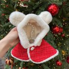 Dogs Christmas Warm Plush Hooded Cloak with Ears Chinese New Year Sweater Cape