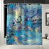 Dolphin Printing Shower Curtain Toilet Lid Cover Bath Mat for Bathroom SY468 3PCS mat