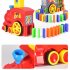 Domino Train Toy Set Rally Electric Train Model with 60 Pcs Colorful Domino Game Building Blocks Car Truck Vehicle Stacking 80pcs
