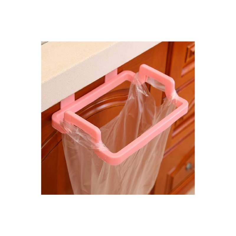 Door Hanging Garbage Bag Holder Rag Rack for Home Kitchen Cabinet Storage Pink