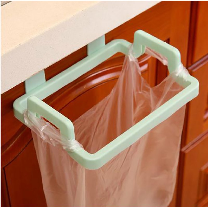 Door Hanging Garbage Bag Holder Rag Rack for Home Kitchen Cabinet Storage green