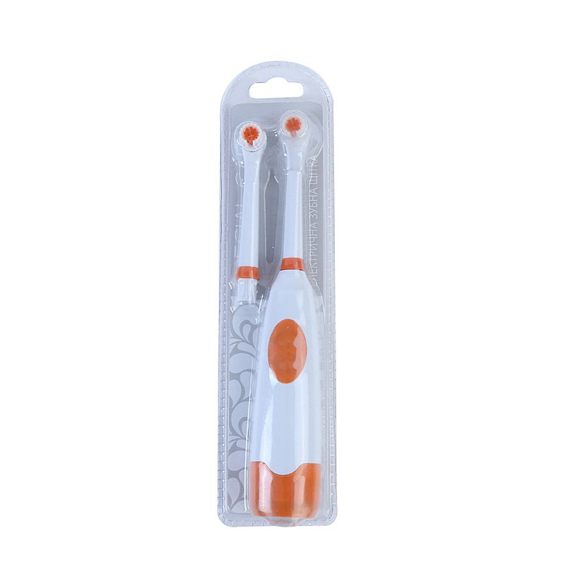 Double Brush Head Electric Toothbrush Rotating Waterproof Soft Brush Large Size Powerful Cleaning Lazy Automatic Orange_20 * 4cm