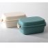 Double Buckle Frosted Lunch  Box With Spoon Fork Food Storage  Container green