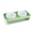 Double Cat Dog Bowl Food Water Ceramic Bowl Adjustable Oblique Neck Protection Pet Feeder For Kitten Puppy green