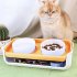 Double Cat Dog Bowl Food Water Ceramic Bowl Adjustable Oblique Neck Protection Pet Feeder For Kitten Puppy yellow