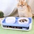 Double Cat Dog Bowl Food Water Ceramic Bowl Adjustable Oblique Neck Protection Pet Feeder For Kitten Puppy yellow