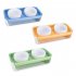 Double Cat Dog Bowl Food Water Ceramic Bowl Adjustable Oblique Neck Protection Pet Feeder For Kitten Puppy yellow