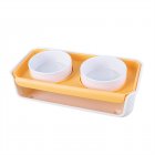 Double Cat Dog Bowl Food Water Ceramic Bowl Adjustable Oblique Neck Protection Pet Feeder For Kitten Puppy yellow
